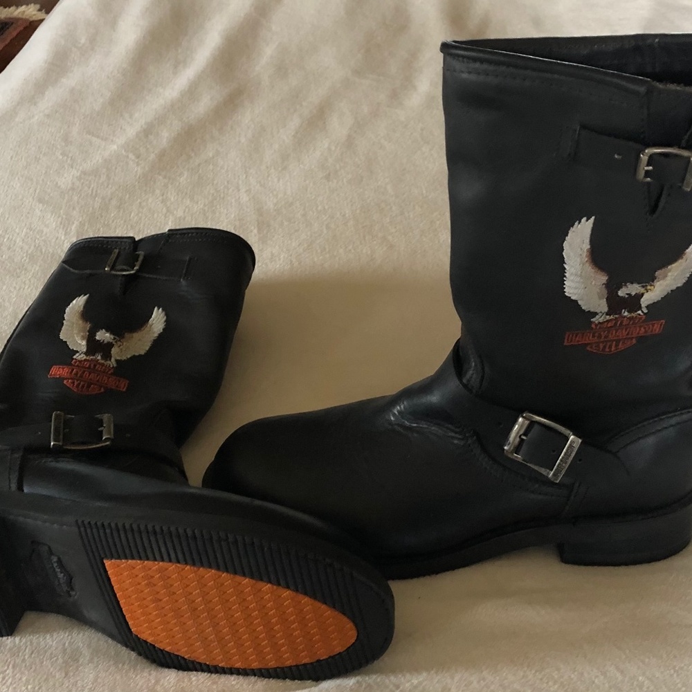 Harley-Davidson Vintage Black Leather Mens Boots size 10M